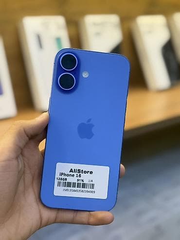 iphone x 128gb: IPhone 16, Б/у, 128 ГБ, Синий, Зарядное устройство, Защитное стекло, Чехол, В рассрочку, 91 % — 1