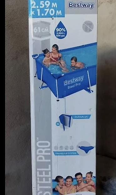 Бассейны: Каркасный прямоугольный бассейн Bestway Steel Pro - Размеры: 2,59 м × — 2