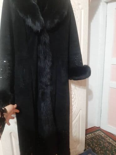 купить сапоги женские зимние кожаные турция: Длинное женское пальто-на-теплой подкладке из чёрной замши/мутоновой — 1