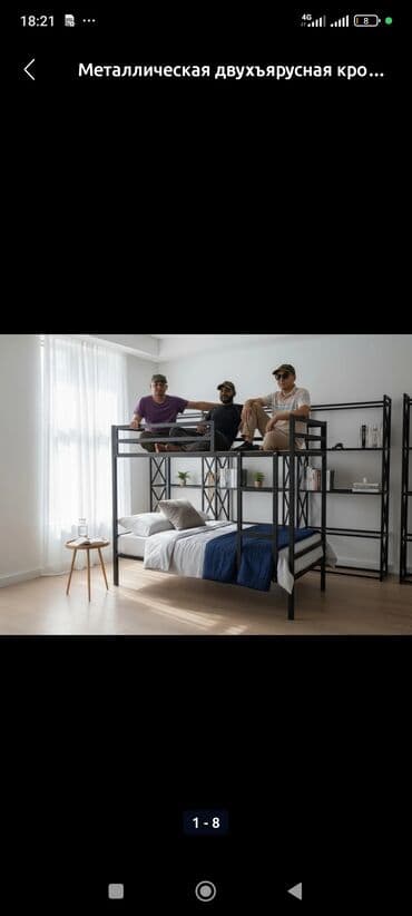 1 кишилик диван: Металлическая двухъярусная кровать. - Прочная стальная рама с — 5