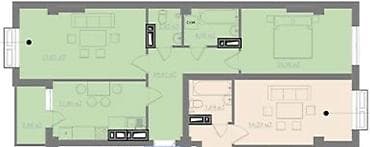 2 комнаты, 66 м², Элитка, 10 этаж, Готовая ПСО (под самоотделку)