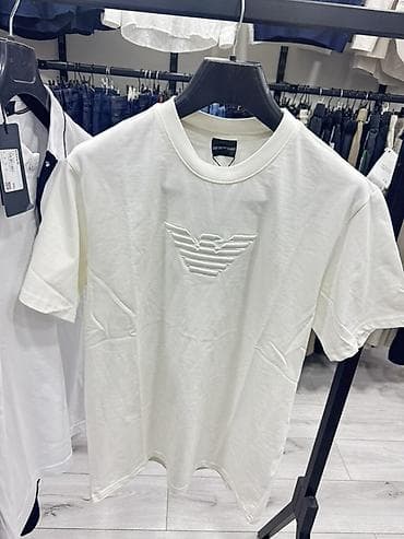 Мужская футболка, S, M, L, Emporio Armani, Новый, цвет - Белый, Самовывоз