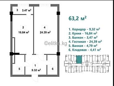 жк gravity: 1 комната, 63 м², Элитка, 13 этаж, Готовая ПСО (под самоотделку) — 4