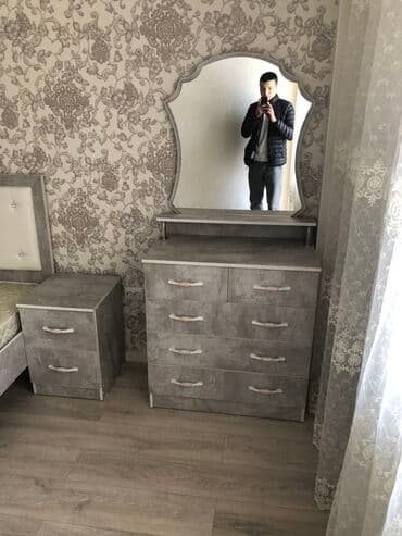 рамина спальный гарнитур: Спальный гарнитур, Новый, Двуспальная кровать, Комод, Трюмо, В рассрочку, ДСП, Самовывоз, Платная доставка, Бесплатная доставка, цвет - Серый — 2