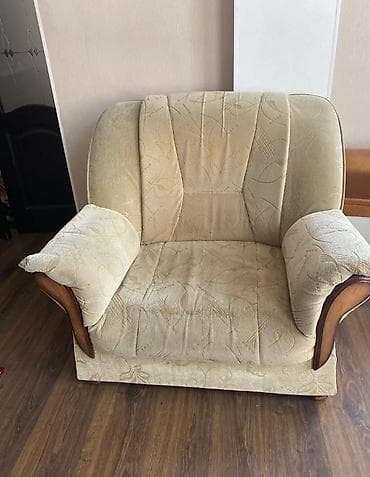 мягкий уголок бу: Комплект мягкой мебели, Б/у, Самовывоз, цвет - Бежевый — 2