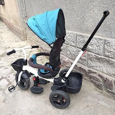 Коляски: Детский трехколесный велосипед с ручкой для родителей и козырьком от — 3