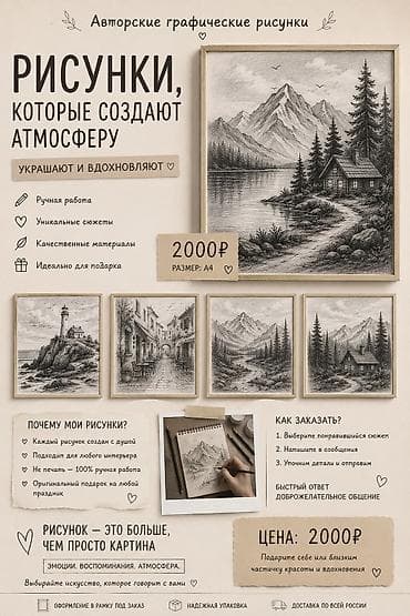 декор для салона красоты: Авторские графические рисунки Что это: - Ручная работа, не печать — — 1