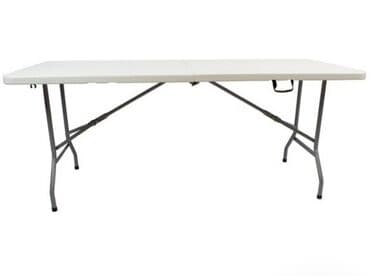 стол для пикника раскладной: Раскладной стол с белой столешницей и серыми металлическими ножками — 1