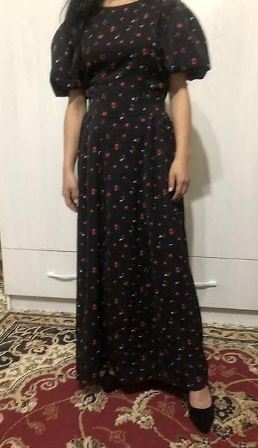 Длинное женское платье в пол. - Цвет: черный с мелким принтом — 2