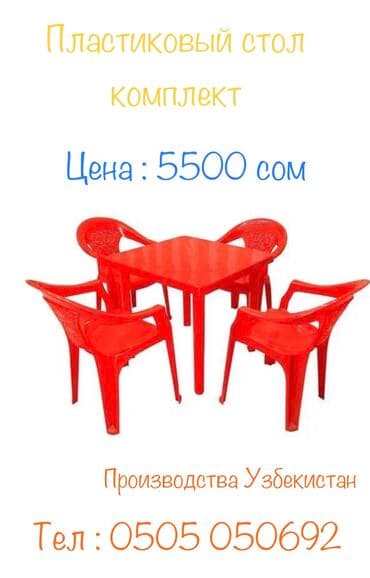 столы и стулья пластиковые: Пластиковый стол, Прямоугольный, Самовывоз, цвет - Синий — 2