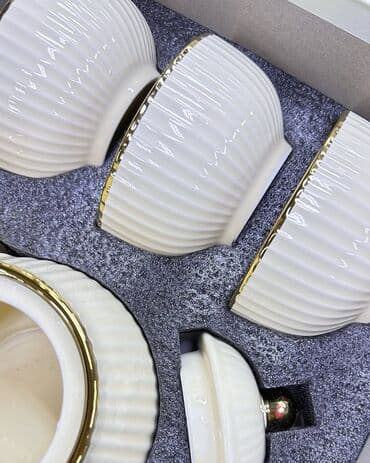 набор чайник и пиалы: Набор посуды В бежевом оттенке 😍 Чайный сервиз из 7 предметов — 3