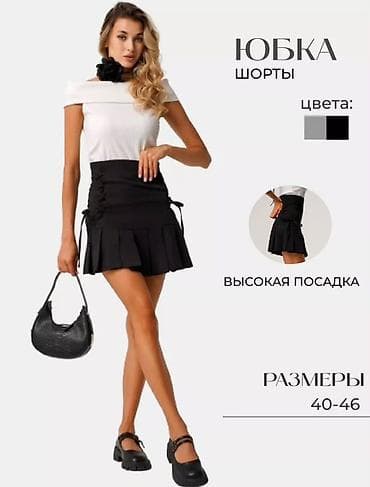 Юбки, юбка шорты - Модель: мини с широким поясом, нижняя часть — — 6