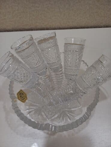 1 конфетница и рюмки-рожки 5 шт советский хрусталь конфетница- с