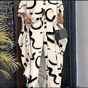 топы: Женский комплект из двух предметов: накидка-кимоно, широкие брюки - — 2