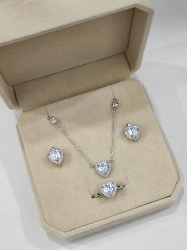 свадебные платья для покрытых: Серебряный Набор Сердечка Серебро 925 пробы Дизайн Италия Качество — 2