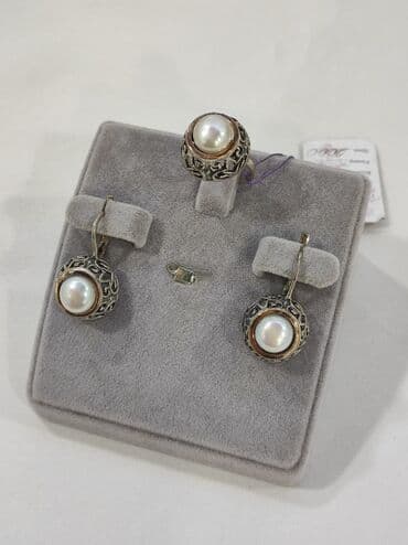 эксклюзивные свадебные пригласительные: Серебряный Комплект Жемчуг Серебро напыление золото 925 пробы — 5