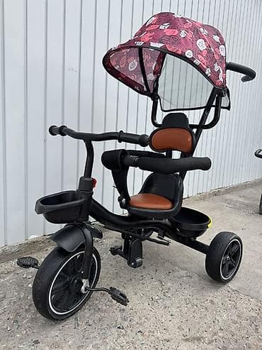 Детский трехколесный велосипед-каталка с родительской ручкой и