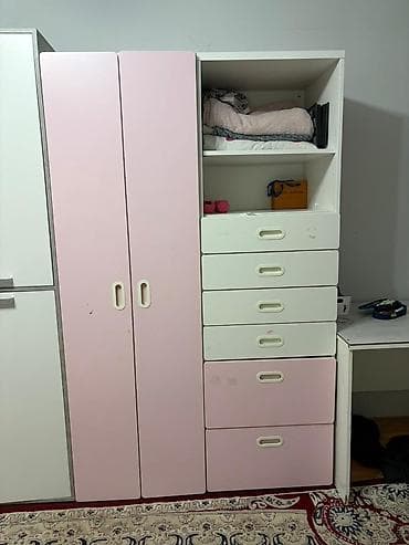 Детский шкаф, Новый, Для одежды, Для девочки, ДСП, цвет - Розовый