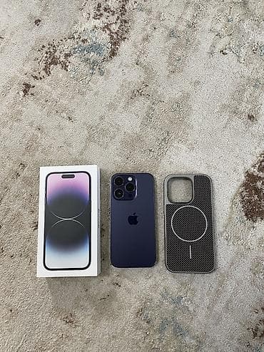 redmo note 8 pro: IPhone 14 Pro, Б/у, 128 ГБ, Deep Purple, Защитное стекло, Чехол, Кабель, 81 % — 1