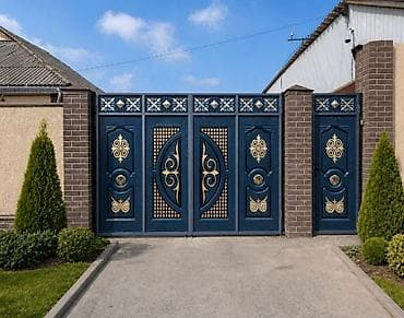 Распашные ворота: Стальные уличные ворота для частного дома - Материал: сталь — 2