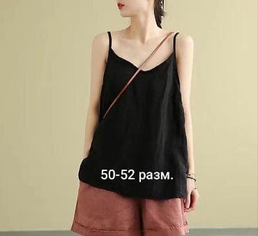 льняная футболка мужская: Майка, Лен, Бретельки тонкие, Оверсайз, Новый, 6XL — 10