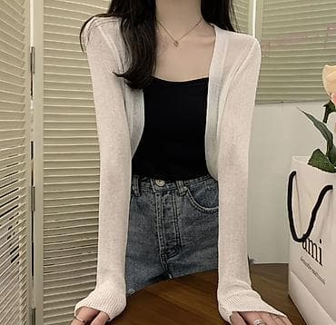 Кардиган, Трикотаж, Короткая модель, Лето, Объемная модель