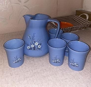 Набор для напитков из керамики, 6 предметов: - кувшин с носиком и