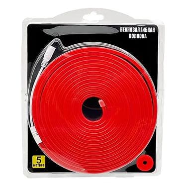Неоновая светодиодная лента 5м 12V IP67 цвет красный Гибкий