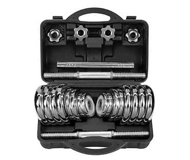 Гантели: Разборный набор гантелей/штанги в кейсе York Fitness 30 kg Chrome — 1