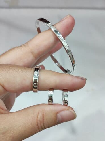 свадебные наборы ручной: Серебряный Комплект+ Браслет Карьтие Серебро 925 пробы Размеры — 4