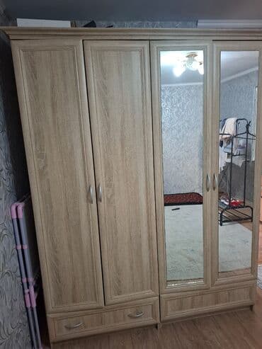 спальный гарнитур в кредит: Уктоочу бөлмө гарнитуру, Колдонулган, Эки кишилик керебет, Шкаф, Комод, Башка өлкө, Өзү алып кетүү, түсү - Саргыч боз — 4