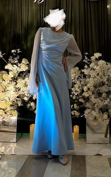 Вечерние платья: Вечернее платье, А-силуэт, Длинная модель, С рукавами, M — 2