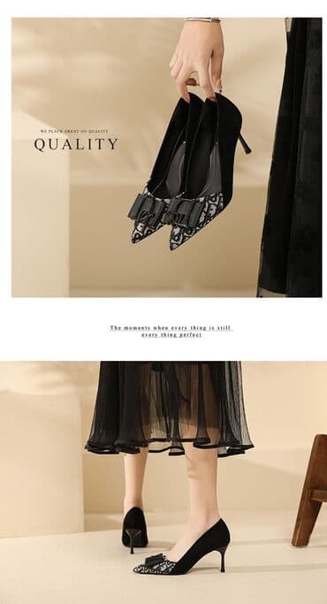 рабочий обув: Элегантные туфли-лодочки из замши с заостренным носком, украшенным — 8