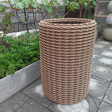 кашпо из ротанга: Плетёные цилиндрические кашпо/ для уличных и комнатных горшков. - — 2