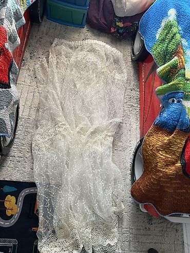 Тюль/гардина из тонкой полупрозрачной сетки цвета молочный/айвори с