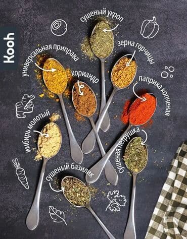 наборы для специй: Набор специй на подставке В подарочной коробке Длина 29см Высота — 3