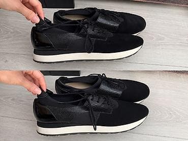 футболка с принтом: Кроссовки, 42, 42.5, Massimo Dutti, Б/у, цвет - Черный — 1