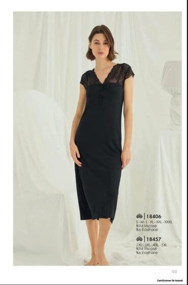 белая ночная сорочка: Ночная сорочка, Бамбук, Длинная модель, 2XL, XS, S — 2