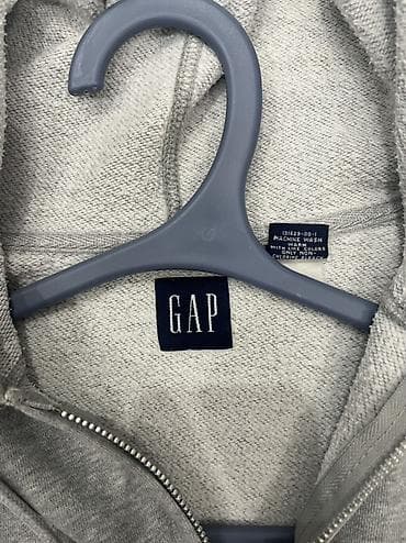 рестоврация одежды: Толстовка на молнии GAP, серый меланж - Классическая модель с — 2