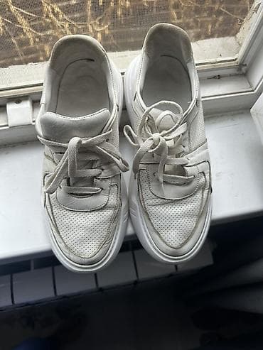 Туфли: Белые кроссовки универсального стиля - Цвет: белый (однотонный) - — 1