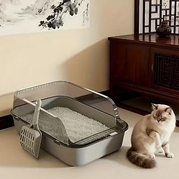 Красивый Новый Лоток для кошек с высоким прозрачным бортиком и at lalafo.kg Красивый Новый Лоток для кошек с высоким прозрачным бортиком и