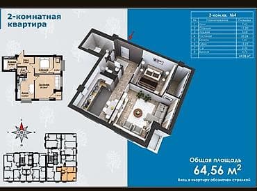 all group: 2 комнаты, 64 м², Элитка, 14 этаж, Готовая ПСО (под самоотделку) — 2