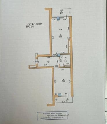 продается квартира искендер: 1 комната, 55 м², Элитка, 4 этаж, ПСО (под самоотделку) — 6