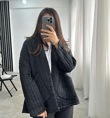 Толстовки, худи: Куртка -чапан, графит - Свободный силуэт с мягкой посадкой, без — 1