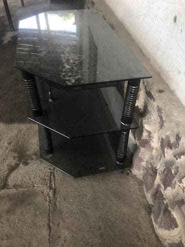 промо стол: Тумба и подставка для телевизора, Напольная, Стекло, цвет - Черный — 4