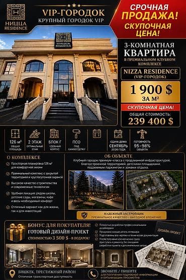 Кыймылсыз мүлк: 3 бөлмө, 126 м², Элитка, 2 кабат, ПСО (өз алдынча бүтүрүү) — 1
