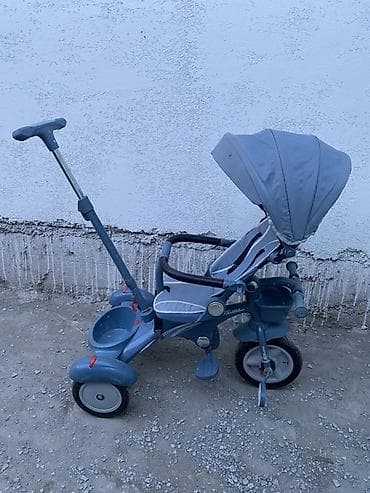 Детский трехколесный велосипед-трансформер с родительской ручкой и