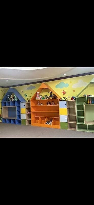 Балдар дүйнөсү: Детская модульная стенка «Домики» для садов/игровых комнат - — 1