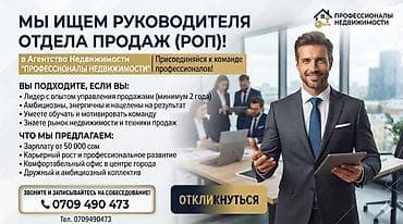 Вакансия: Руководитель отдела продаж (РОП) в агентство недвижимости — 1