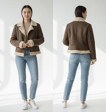 pull bear: Дубленка, Классическая модель, Турция, Короткая модель, S — 1